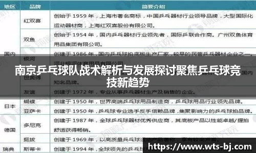 南京乒乓球队战术解析与发展探讨聚焦乒乓球竞技新趋势